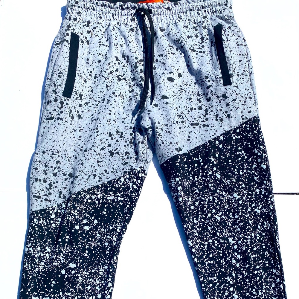 Black/Grey  Sprinkle Printed Joggers